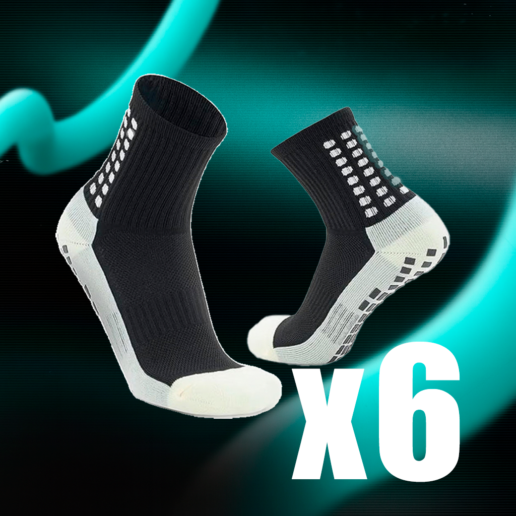 Pacote com 6 Meias Grip Finta PRO™ | Preta